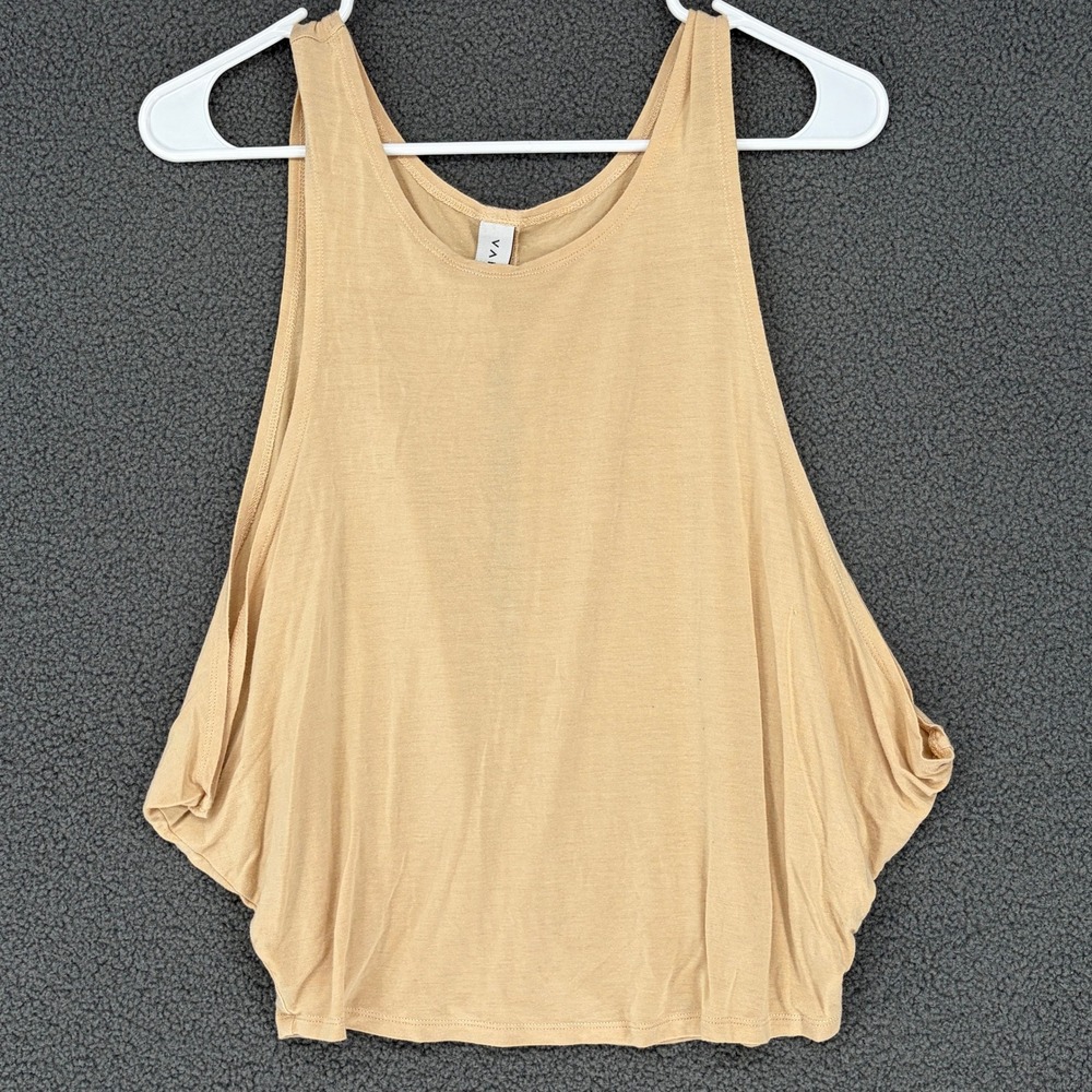 Varley Women Small Beige Bamboo Rayon Open Back Activewear Tank Top